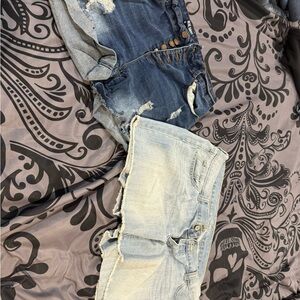 Distressed Denim Shorts Set